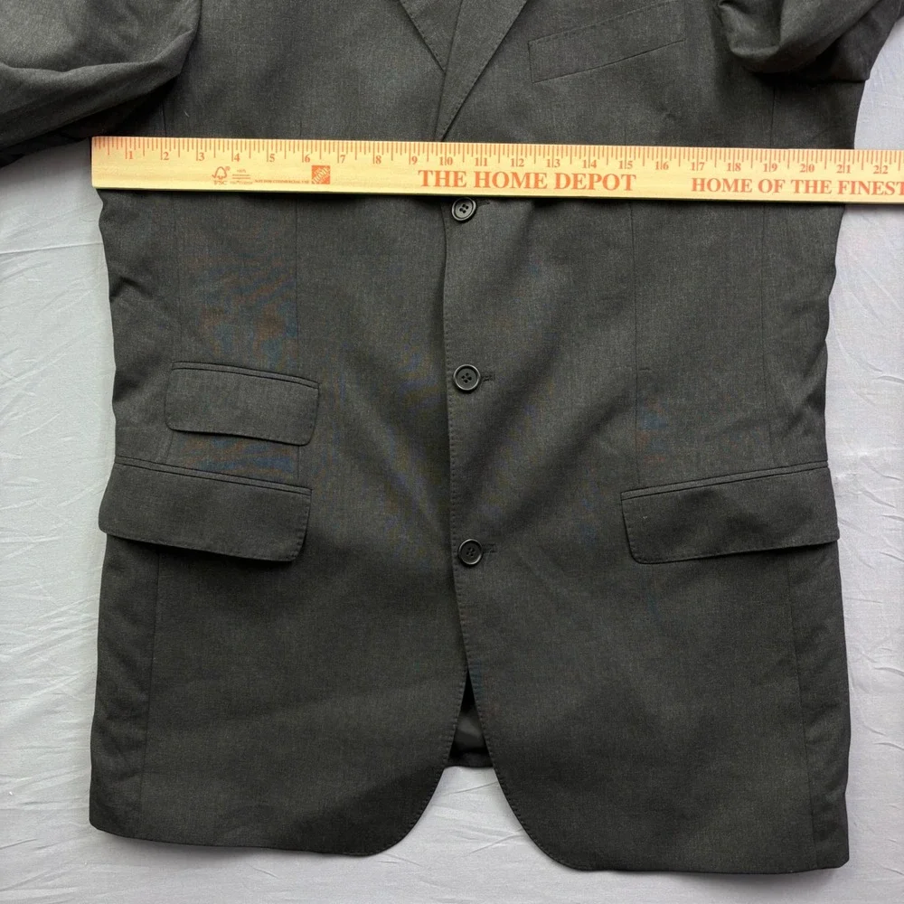 Linus Hamburg Berlin Mens Charcoal Gray 3-Button Blazer Jacket Ticket Pocket